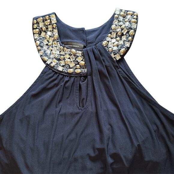 INC Y2K Small tank top Blue liberty star halter top rhinestone evening stretch - Picture 3 of 7